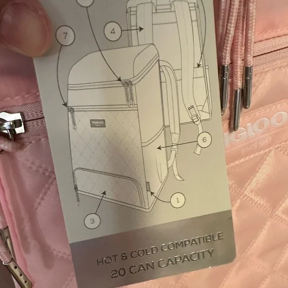 Igloo Pink Quilted Cooler Backpack - Picture 4 of 11